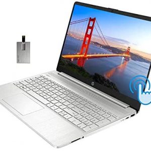 2021 HP 15.6″ HD Touchscreen Laptop Computer, 10th Gen Intel Core i3-1005G1, 8GB RAM, 128GB SSD, Intel UHD Graphics 620, HD Audio, HD Webcam, USB-C, Bluetooth, Win 10, Silver, 32GB SnowBell USB Card