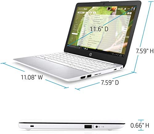 HP Stream 11.6" HD (1366 x 768) SVA anti-glare WLED-backlit Laptop, Intel Celeron N4000 up to 2.6GHz, 4GB DDR4, 64GB eMMC, Wi-Fi 5, Bluetooth, Webcam, USB-C, HDMI, Windows 10 S, 64GB ABYS MicroSD Card - Product Image