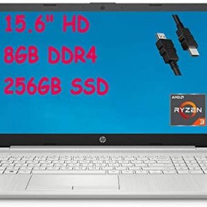 2021 Flagship HP 15 Laptop Computer 15.6″ HD Micro-Edge Bezel Display AMD Ryzen 3 3250U (Beats i5-7200u) 8GB DDR4 256GB SSD WiFi USB-C Webcam Win 10 + iCarp HDMI Cable