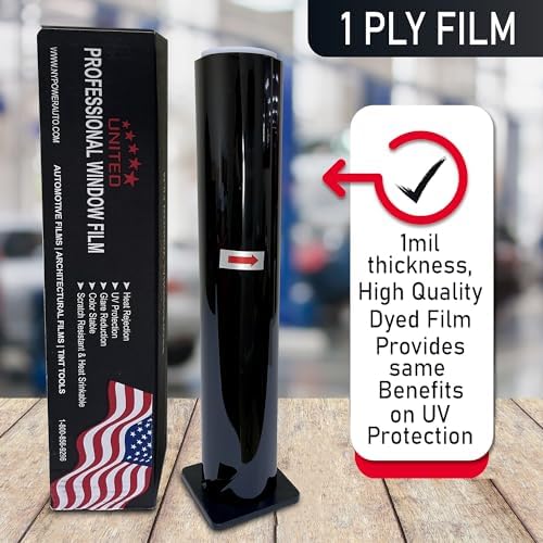 Window Tint Car Film 40"In x 100'Ft Standard Dyed Universal Black 1-Ply with 50% VLT- Privacy Window Tint for Home Blocks UV/IR Rays, Heat & Glare - Scratch Resistance, Self-Adhesive & Easy to Install - Product Image