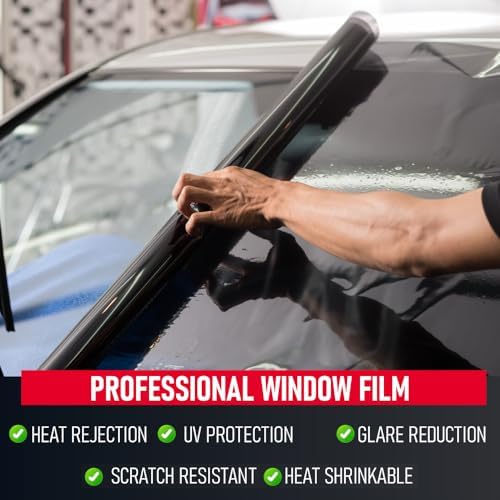 Window Tint Car Film 40"In x 100'Ft Standard Dyed Universal Black 1-Ply with 50% VLT- Privacy Window Tint for Home Blocks UV/IR Rays, Heat & Glare - Scratch Resistance, Self-Adhesive & Easy to Install - Product Image
