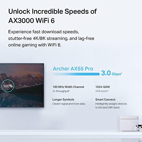 TP-Link AX3000 WiFi 6 Router (Archer AX55 Pro) - Multi Gigabit Wireless Internet Router, 1 x 2.5 Gbps Port, Dual Band, VPN Router, OFDMA, MU-MIMO, USB Port, WPA3, Compatible with Alexa - Product Image