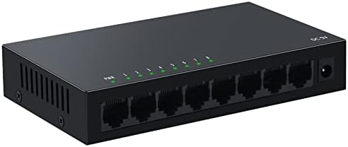 8 Port Gigabit Ethernet Switch|Desktop/Wall-Mount|Plug & Play| Fanless |Metal Housing|Fanless Design|Desktop Ethernet Splitter|Quiet Unmanaged Network Switch - Product Image