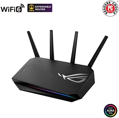 ASUS ROG Strix GS-AX3000 WiFi 6 Extendable Gaming Router, Gaming Port, Mobile Game Mode, Port Forwarding, VPN Fusion, Aura RGB, Subscription-free Network Security, Instant Guard, AiMesh Compatible - Product Image