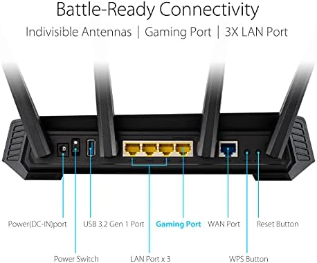 ASUS ROG Strix GS-AX3000 WiFi 6 Extendable Gaming Router, Gaming Port, Mobile Game Mode, Port Forwarding, VPN Fusion, Aura RGB, Subscription-free Network Security, Instant Guard, AiMesh Compatible - Product Image