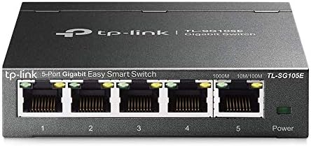 TP-Link TL-SG105E | 5 Port Gigabit Switch | Easy Smart Managed | Plug & Play | Desktop/Wall-Mount | Shielded Ports | QoS, Vlan, IGMP and Link Aggregation | Ethernet Splitter | Network Hub | Black - Product Image