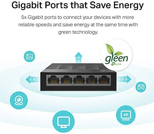 TP-Link Litewave 5 Port Gigabit Ethernet Switch | Desktop Ethernet Splitter | Plastic Case | Unshielded Network Switch | Plug & Play | Fanless Quiet | Unmanaged (LS1005G) - Product Image